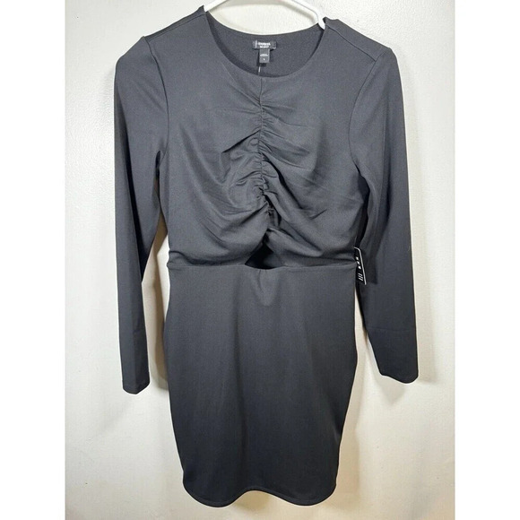 Express Women's size Small  Black Scrunched Mini Dress NWT - Picture 1 of 8